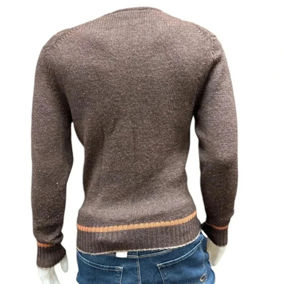Parkhurst Vintage Wool V Neck Grandpa Brown Knit Sweater Size Small - Picture 3 of 7